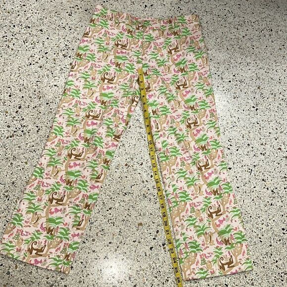 TIBI pink green monkey regency palm beach pants 4 - Picture 2 of 6